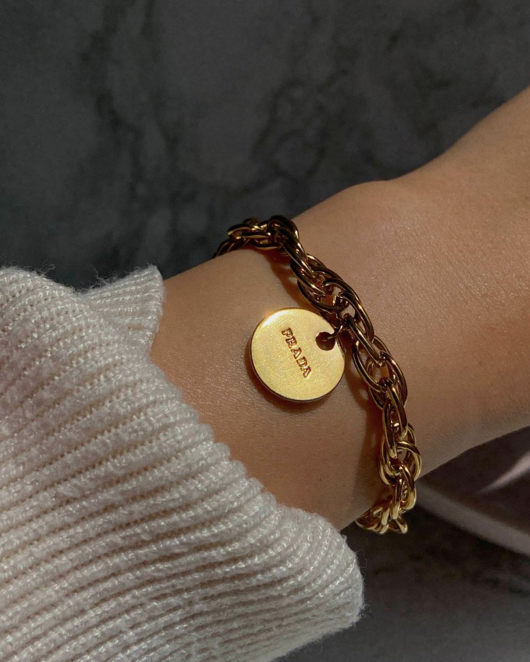 Authentic Prada Round Pendant - Repurposed Bracelet