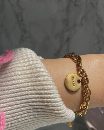 Authentic Prada Round Pendant - Repurposed Bracelet