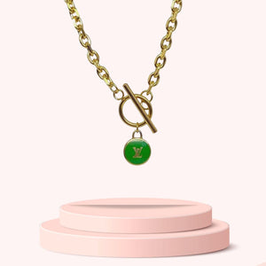 Authentic Louis Vuitton Logo Green Pendant- Necklace Pastilles Pendant
