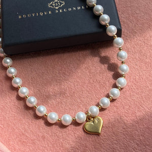 Authentic Louis Vuitton Heart Pendant-Reworked Pearls Necklace