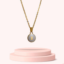 Load image into Gallery viewer, Authentic Louis Vuitton Baby Blue Logo Pendant- Upcycled Necklace