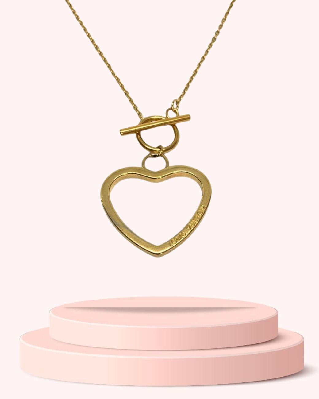 Authentic Louis Vuitton Big Coeur Charm- Reworked Necklace