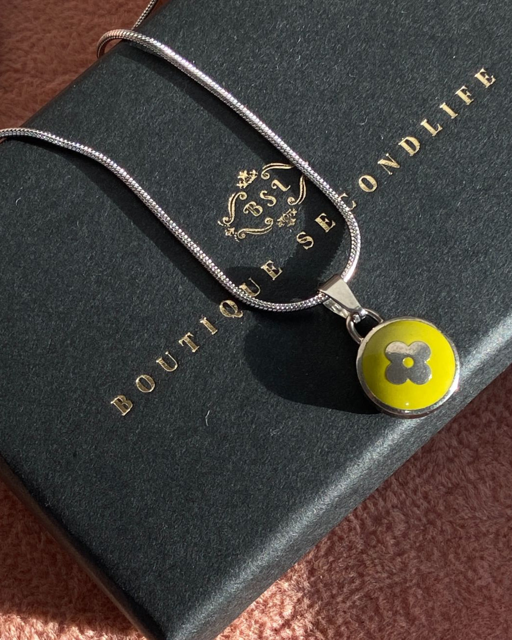Authentic Louis Vuitton Green Pendant Reworked Necklace