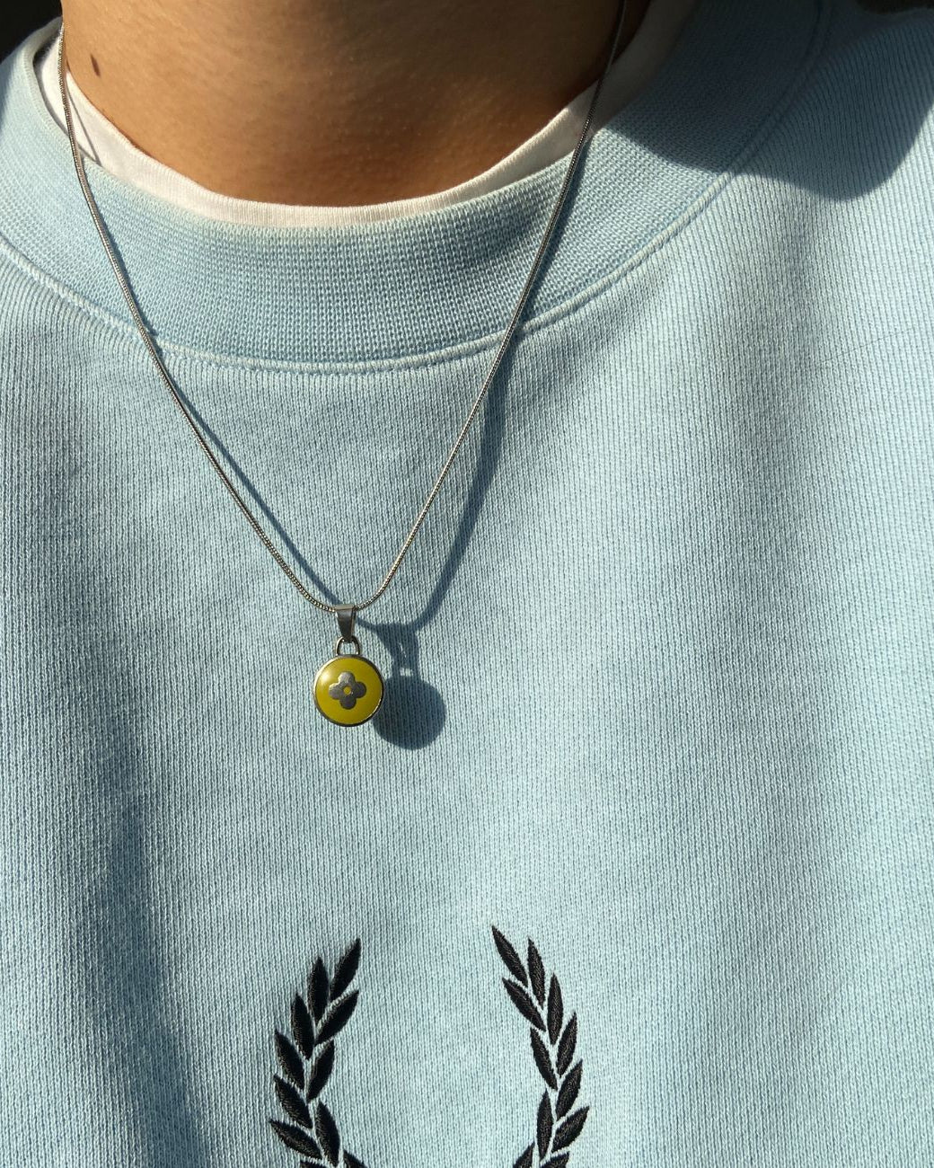 Authentic Louis Vuitton Green Pendant Reworked Necklace