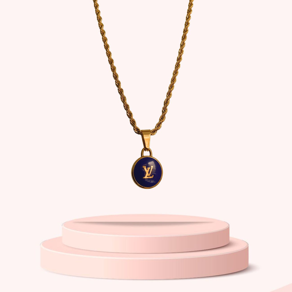 Authentic Louis Vuitton Logo Pendant- Necklace