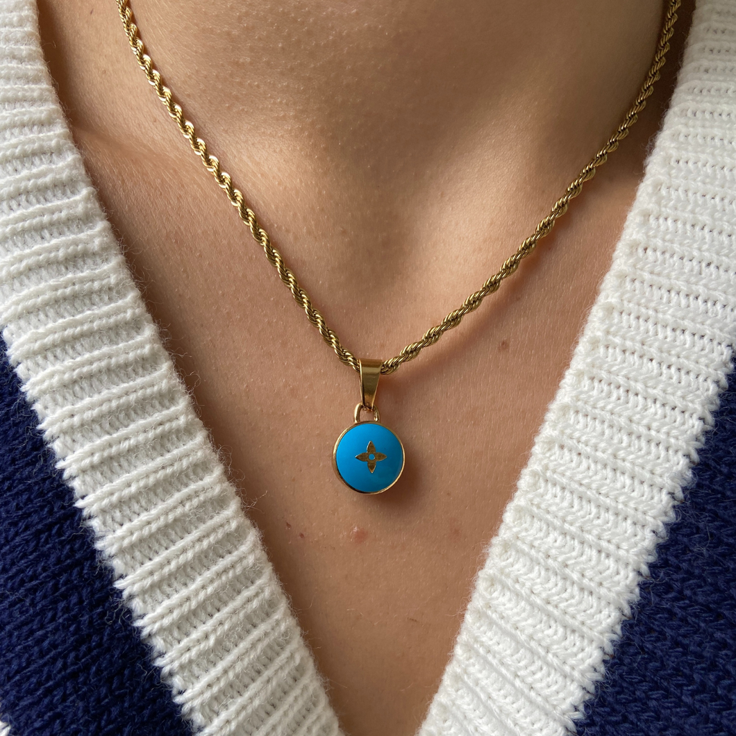 Authentic Louis Vuitton Blue Pendant- Necklace Pastilles Pendant