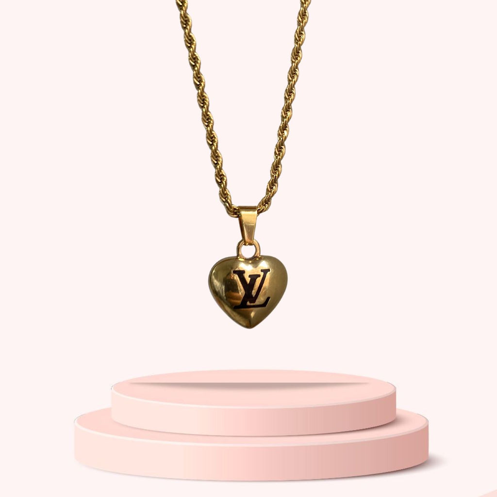 Authentic Louis Vuitton  Black Heart Charm- Reworked Necklace