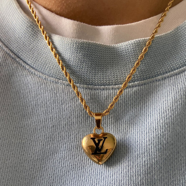 Authentic Louis Vuitton  Black Heart Charm- Reworked Necklace