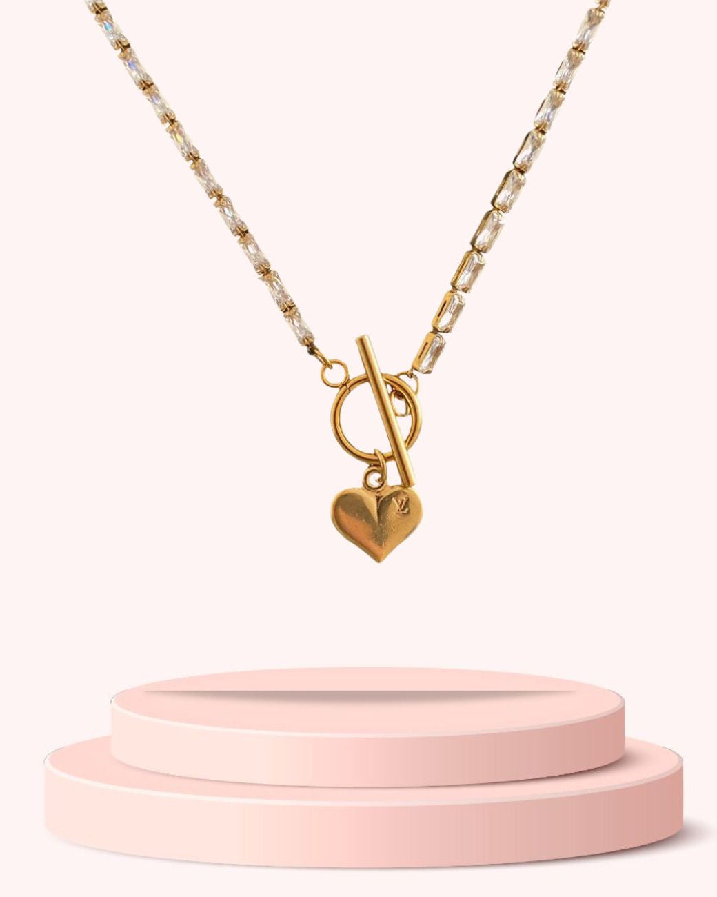 Authentic Louis Vuitton Pendant Heart  Reworked Diamante Necklace