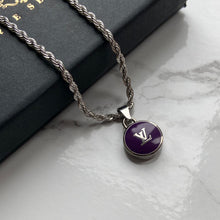 Load image into Gallery viewer, Authentic Louis Vuitton Logo Purple Pendant - Reworked Necklace