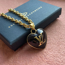 Load image into Gallery viewer, Authentic Louis Vuitton Heart Black Charm- Reworked Necklace