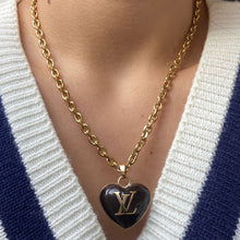 Load image into Gallery viewer, Authentic Louis Vuitton Heart Black Charm- Reworked Necklace