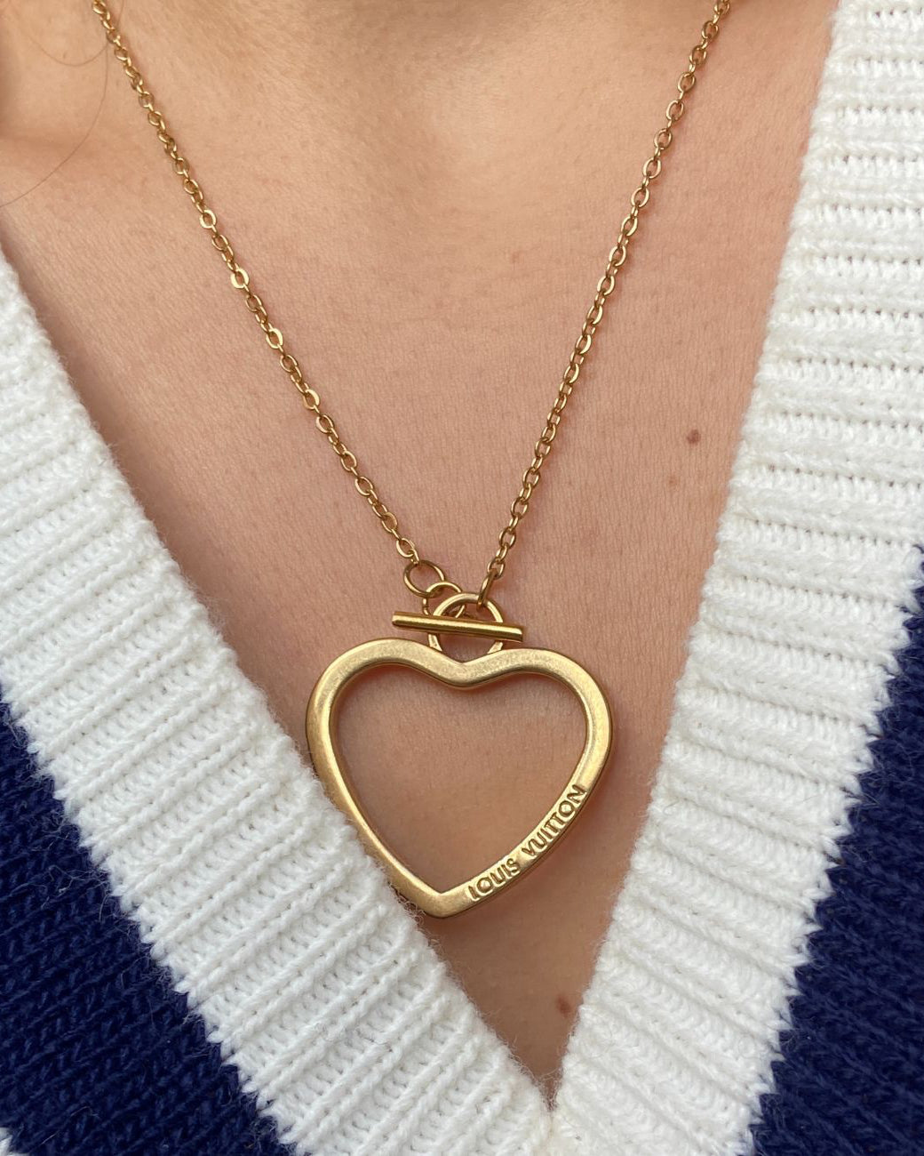 Authentic Louis Vuitton Big Coeur Charm- Reworked Necklace