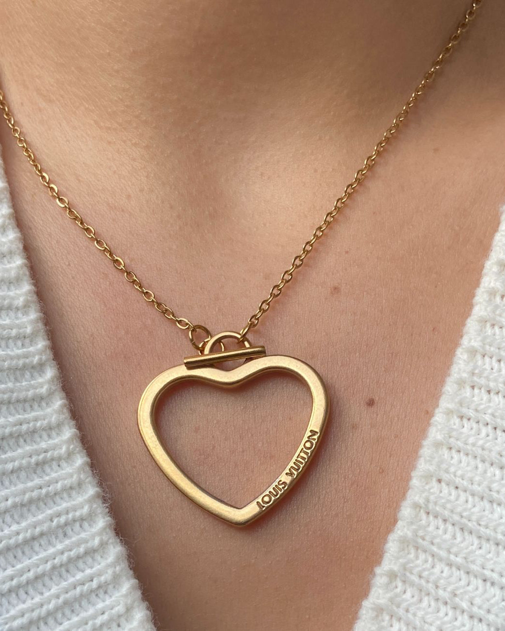 Authentic Louis Vuitton Big Coeur Charm- Reworked Necklace