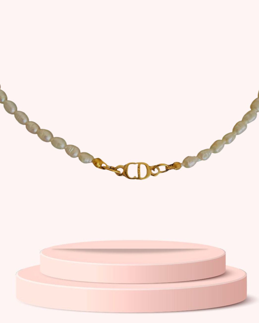 Authentic Mini CD Pearls Dior pendant -Repurposed Pearls Choker