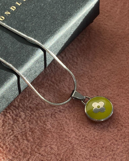 Authentic Louis Vuitton Green Pendant Reworked Necklace