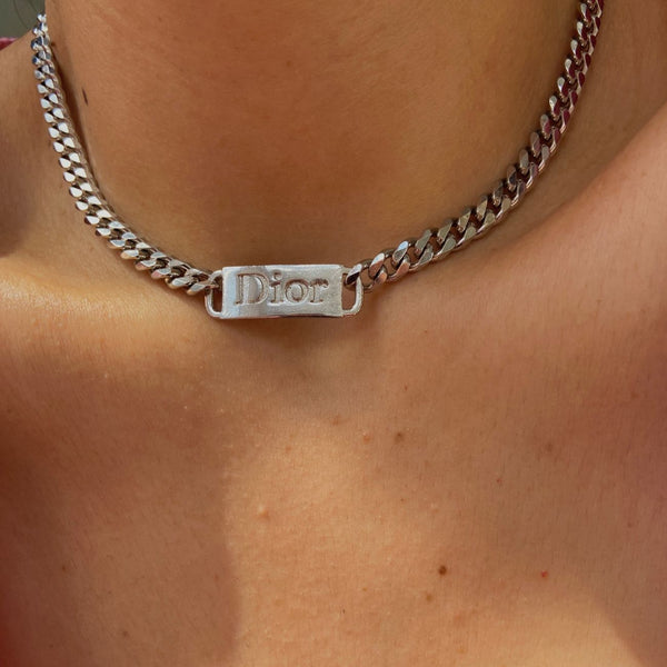 Authentic Dior Silver Plaque pendant - Reworked Choker
