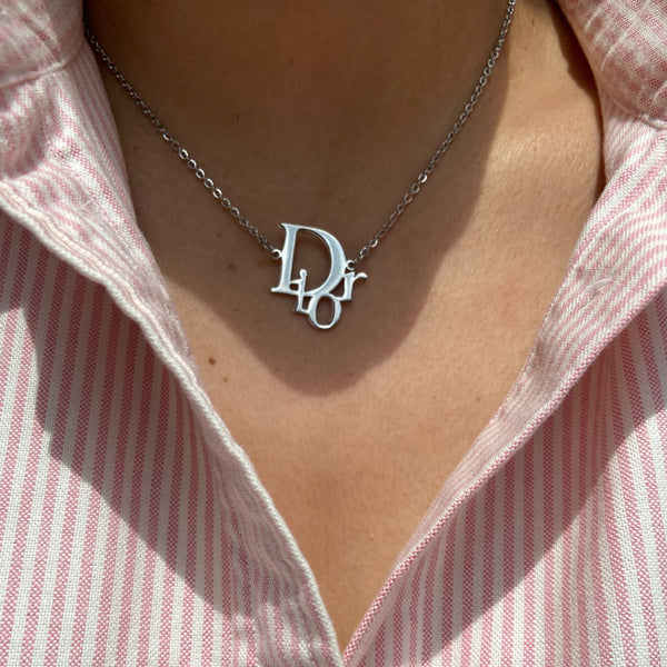 Authentic Dior Pendant- Reworked Silver Necklace