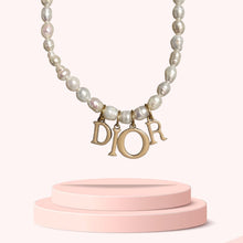 Load image into Gallery viewer, Authentic Dior Beige Spellout  - Reworked Pearls Necklace