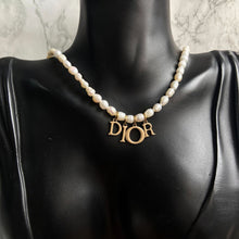 Load image into Gallery viewer, Authentic Dior Beige Spellout  - Reworked Pearls Necklace