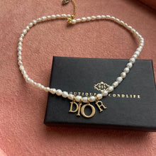 Load image into Gallery viewer, Authentic Dior Beige Spellout  - Reworked Pearls Necklace