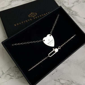 Authentic Gucci Pendant Heart & Bracelet Set -Repurposed Necklace