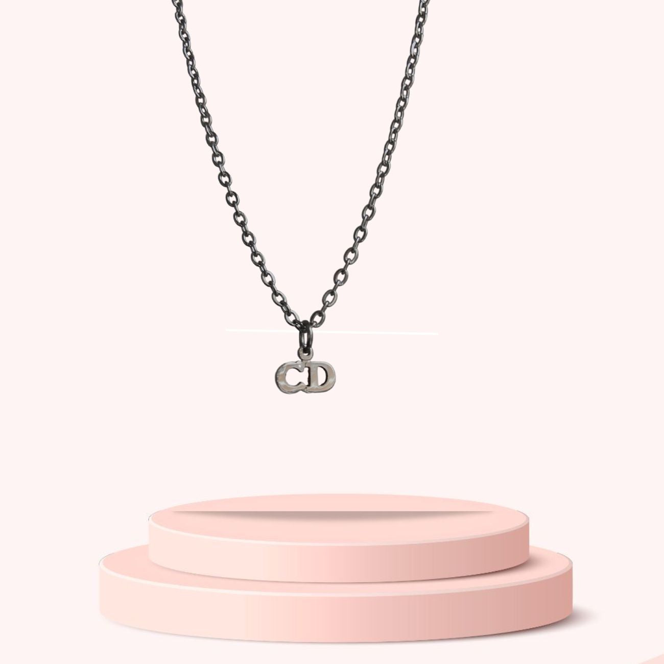 Authtentic Dior Silver mini tag C.D  Reworked Necklace