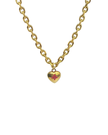 Authentic Louis Vuitton Red Pendant Mini Coeur -Reworked Necklace