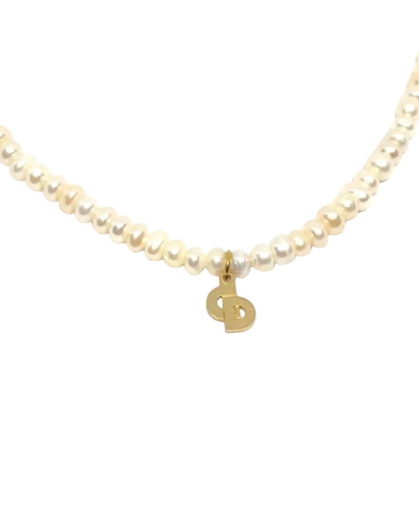 Authentic Mini Dior pendant -Repurposed Pearl Necklace