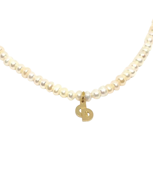 Authentic Mini Dior pendant -Repurposed Pearl Necklace