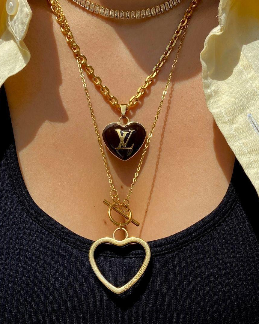 Authentic Louis Vuitton Big Coeur Charm- Reworked Necklace