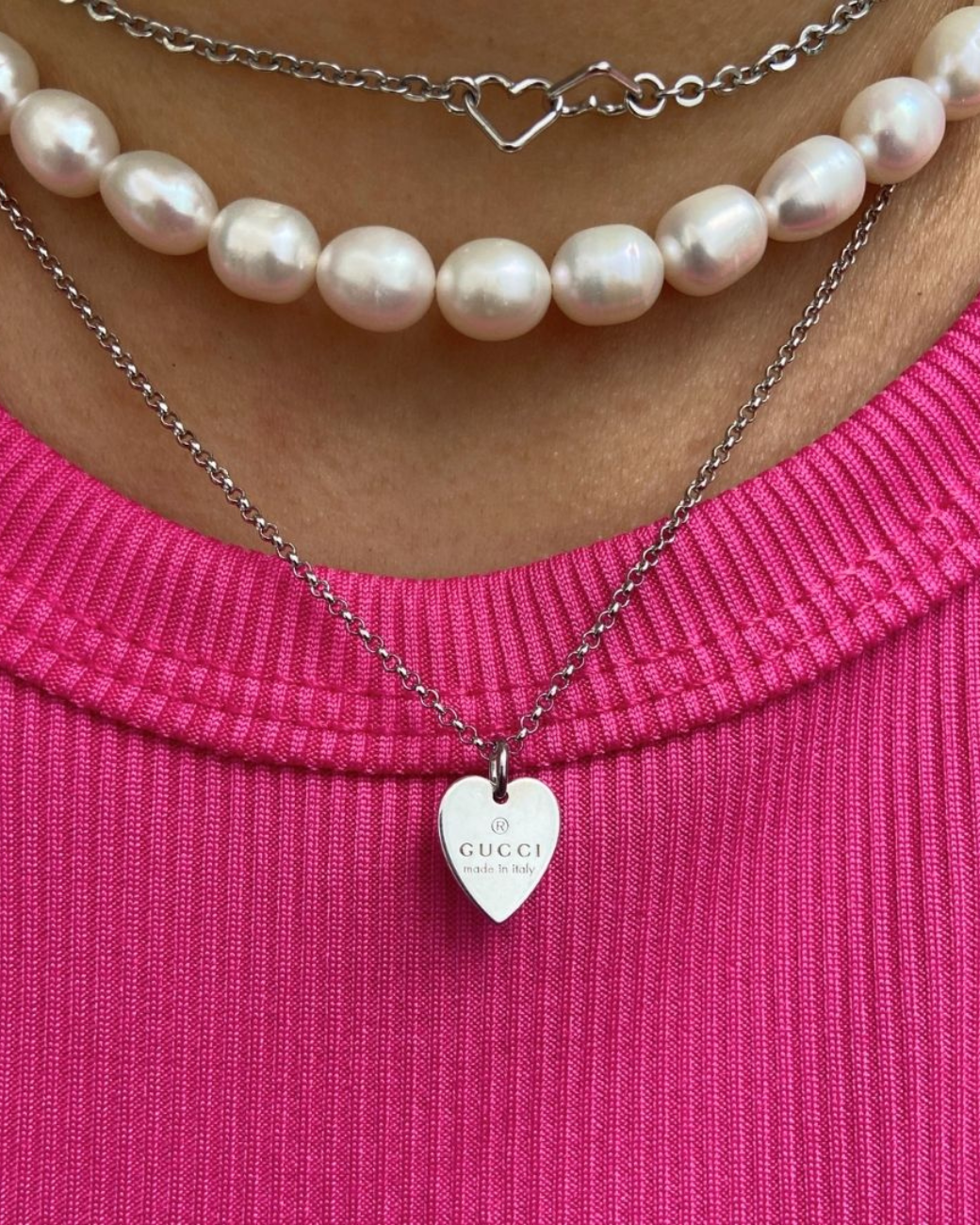 Authentic Gucci Pendant Medium heart Repurposed Necklace