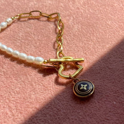 Authentic Louis Vuitton Pastilles Nude Pastel Pendant- Pearls Bracelet