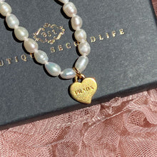Load image into Gallery viewer, Repurposed Authentic Prada Mini Heart - Pearls Bracelet