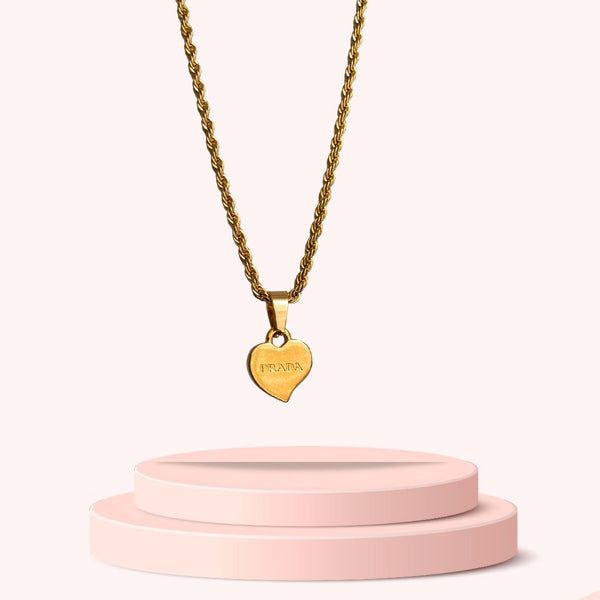 Gift Edition - Repurposed Authentic Prada Mini Heart tag - Necklace