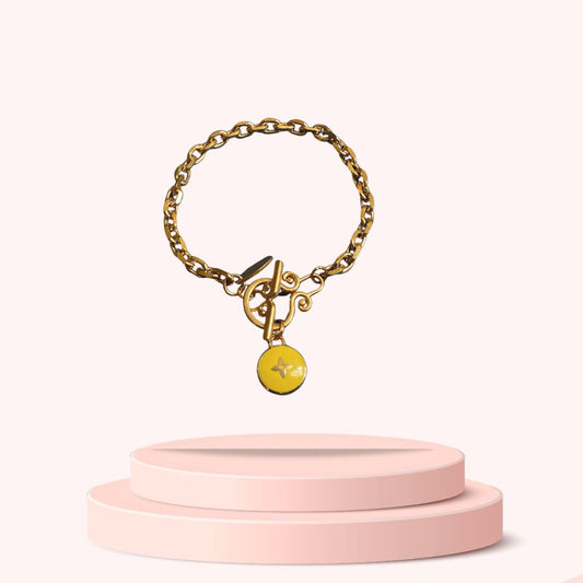 Authentic Louis Vuitton Yellow Pendant- Reworked Bracelet