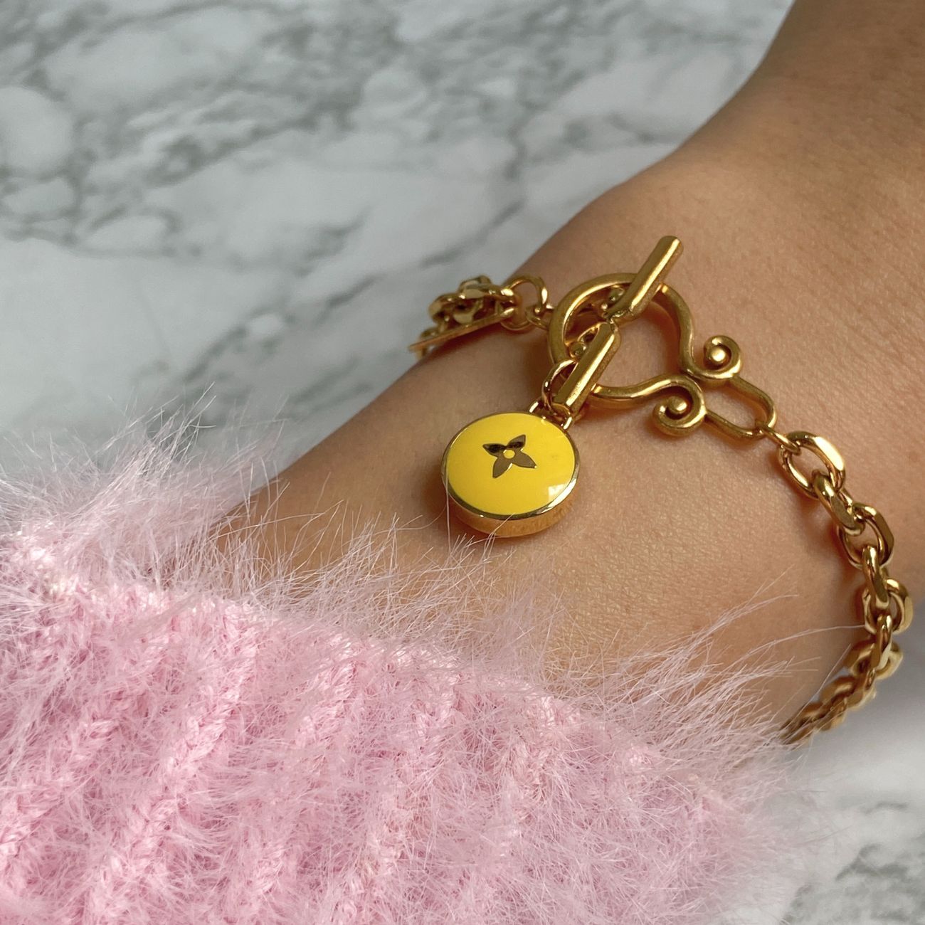 Authentic Louis Vuitton Yellow Pendant- Reworked Bracelet