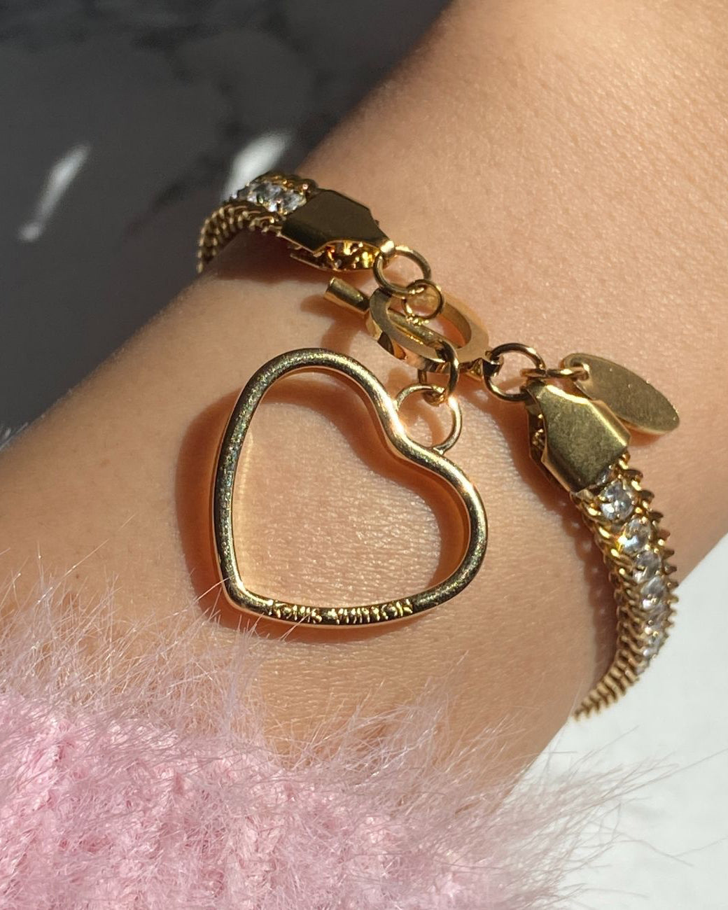 Authentic Louis Vuitton Pendant Coeur -Reworked Bracelet