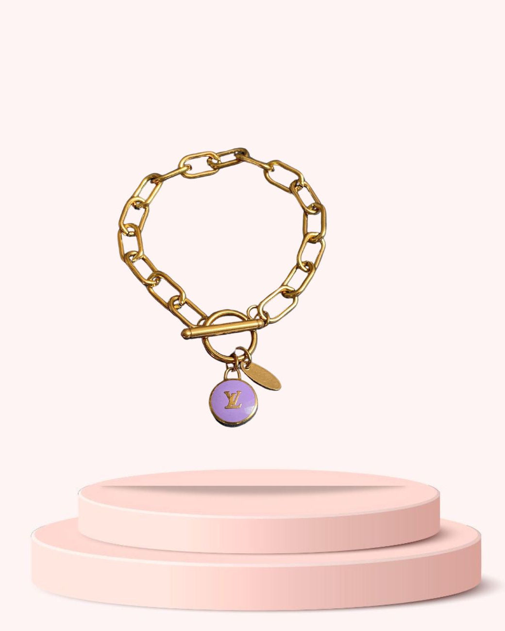 Authentic Louis Vuitton Purple Logo Pastilles Pendant- Bracelet