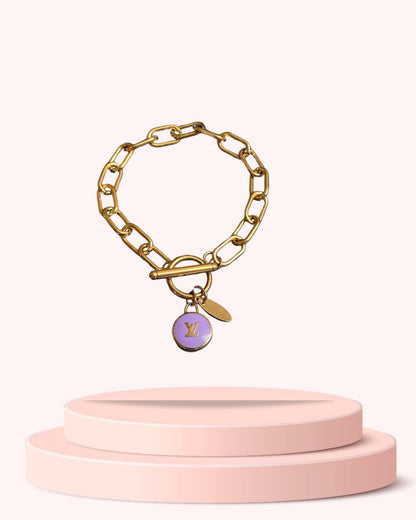 Authentic Louis Vuitton Purple Logo Pastilles Pendant- Bracelet