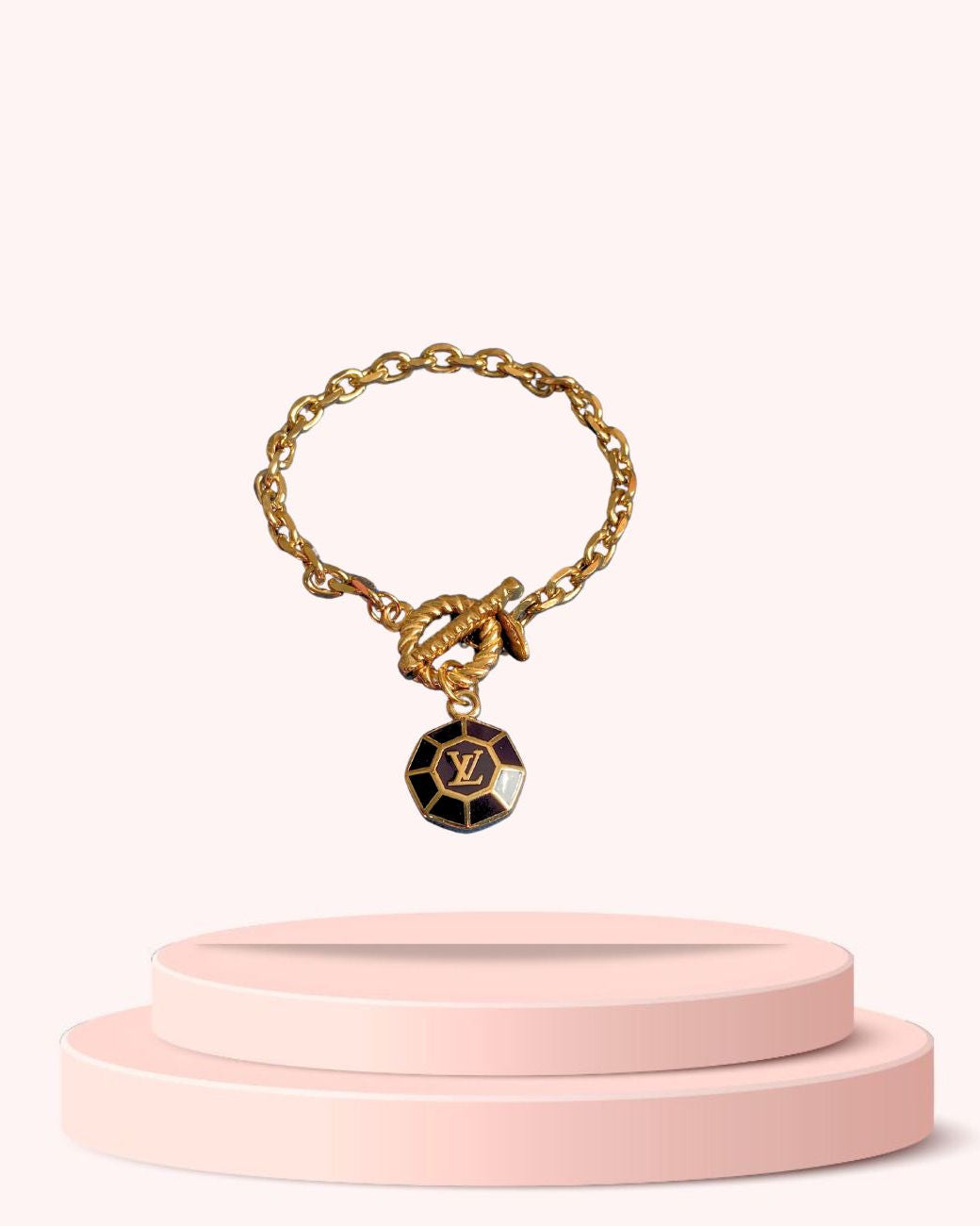 Authentic Louis Vuitton Brown Pendant Reworked Bracelet