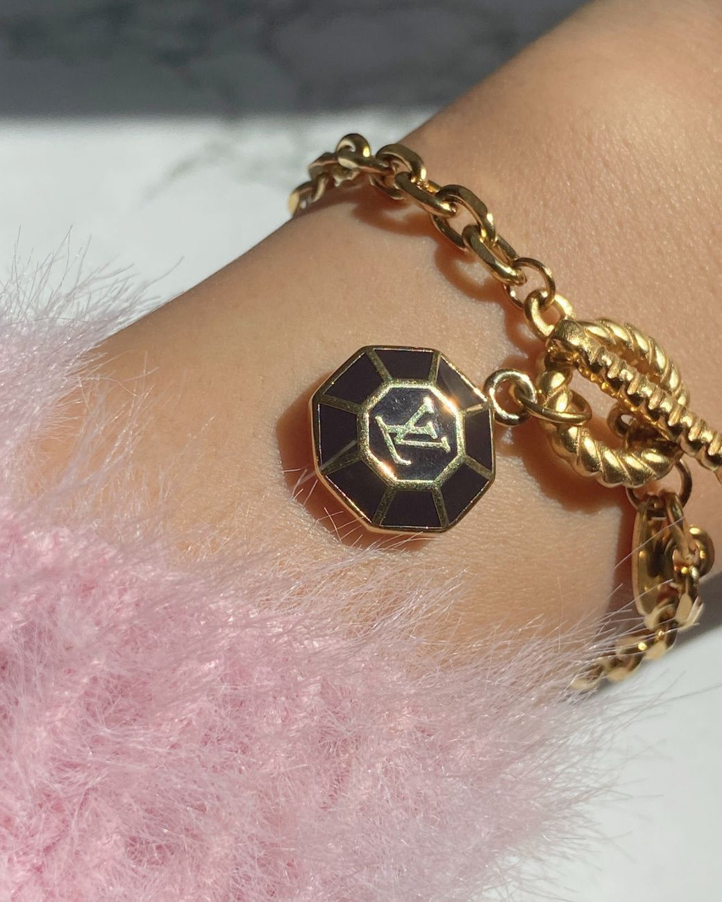 Authentic Louis Vuitton Brown Pendant Reworked Bracelet