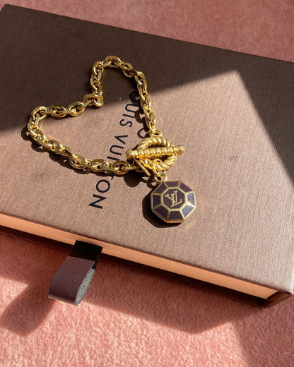 Authentic Louis Vuitton Brown Pendant Reworked Bracelet
