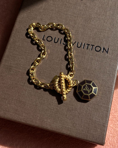 Authentic Louis Vuitton Brown Pendant Reworked Bracelet