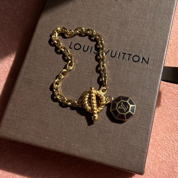 Authentic Louis Vuitton Brown Pendant Reworked Bracelet
