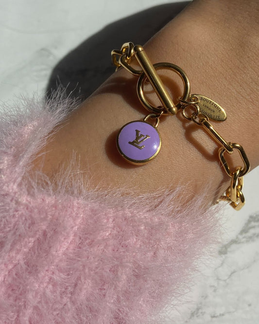Authentic Louis Vuitton Purple Logo Pastilles Pendant- Bracelet