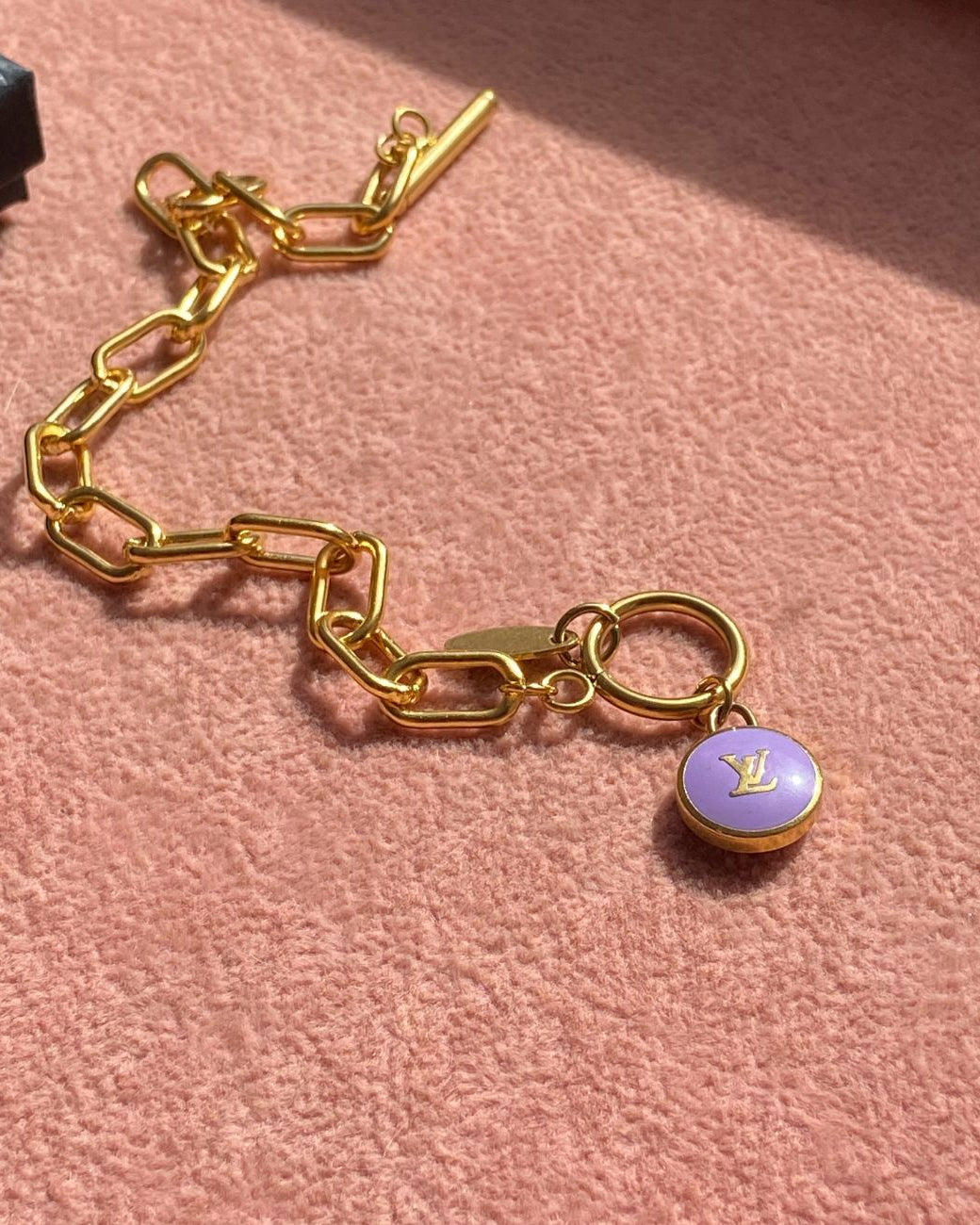 Authentic Louis Vuitton Purple Logo Pastilles Pendant- Bracelet