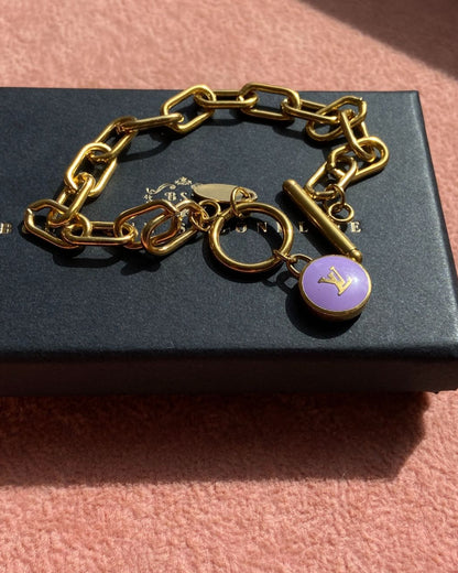 Authentic Louis Vuitton Purple Logo Pastilles Pendant- Bracelet
