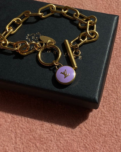 Authentic Louis Vuitton Purple Logo Pastilles Pendant- Bracelet