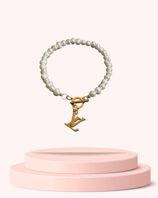 Authentic Louis Vuitton  Logo Pendant- Reworked Bracelet